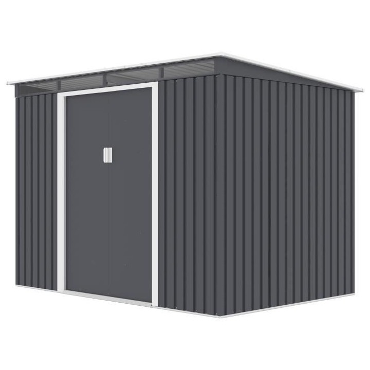 Abri de jardin en métal 4,72 m² - Kit d'ancrage inclus - Gris anthra