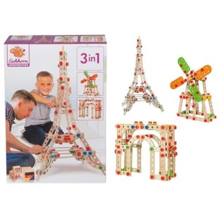EICHHORN Jeu Construction Bois - Tour Eiffel 3 en 1 - 315 Pieces