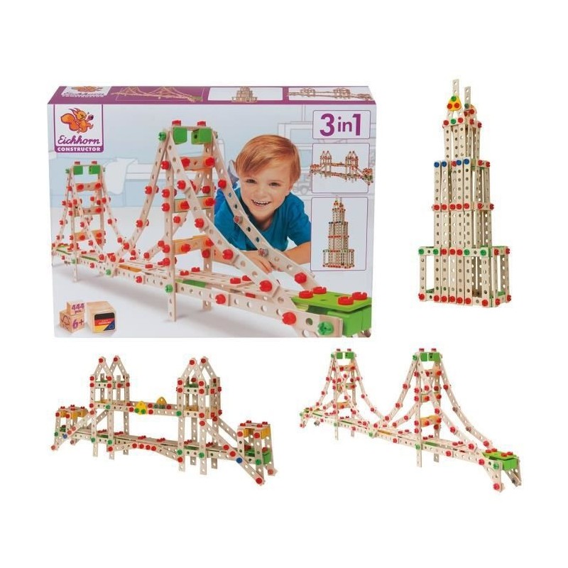 EICHHORN Jeu Construction Bois - Golden Gate 3 en 1 - 444 Pieces