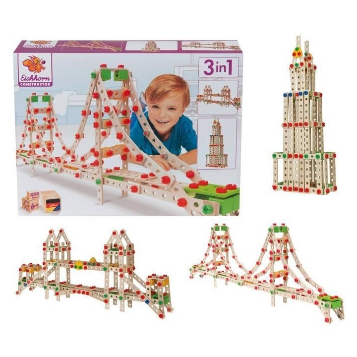 EICHHORN Jeu Construction Bois - Golden Gate 3 en 1 - 444 Pieces