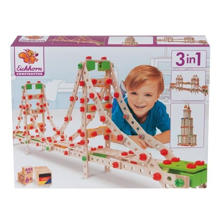 EICHHORN Jeu Construction Bois - Golden Gate 3 en 1 - 444 Pieces