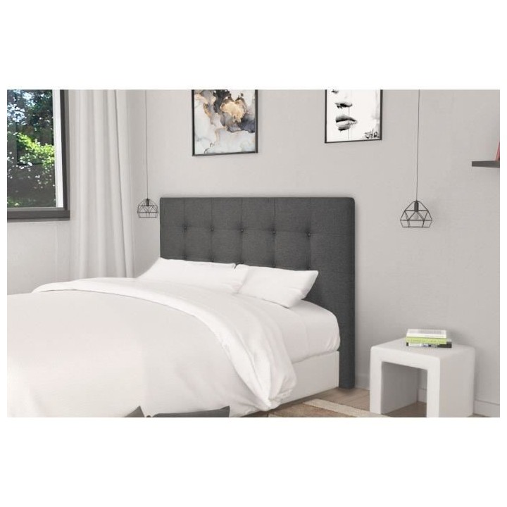 Tete de lit capitonnée ARGOS - Tissu Anthracite - Pour couchage 140/1