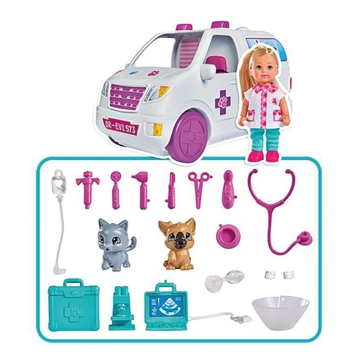 EVI LOVE Veterinaire Voiture 2en1 - SIMBA