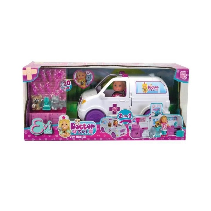 EVI LOVE Veterinaire Voiture 2en1 - SIMBA