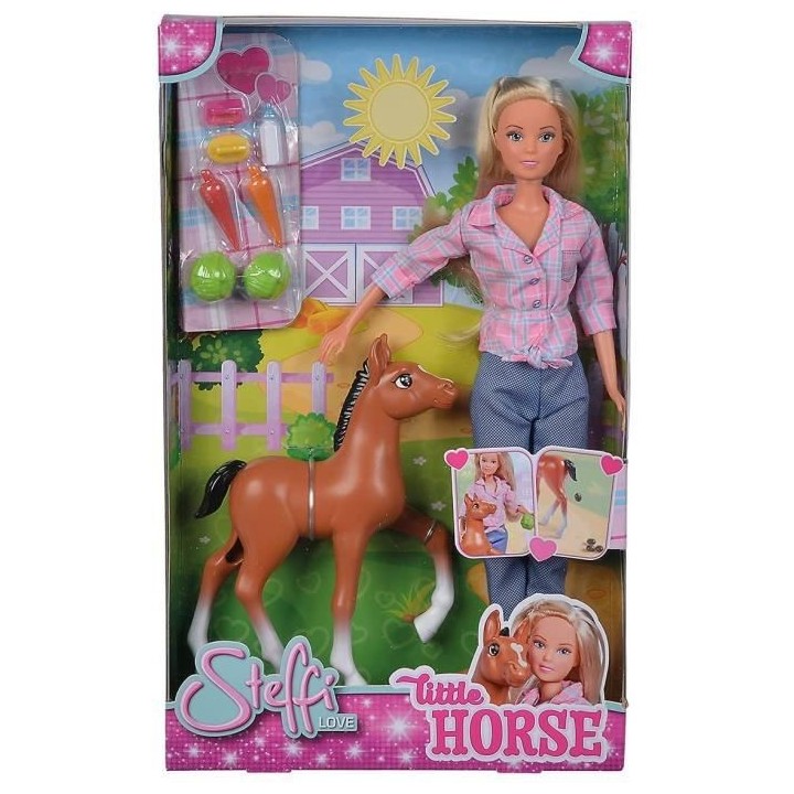 Simba Toys- Steffi Love 29 cm et son poulain qui fait des petites crot