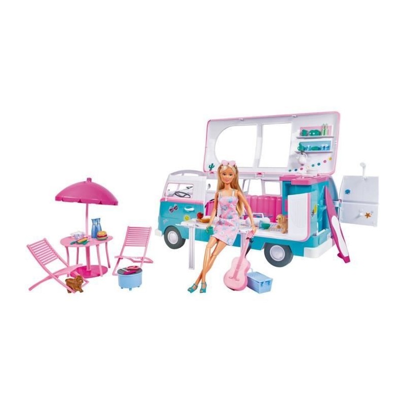 Poupée mannequin 29cm Steffi love et son camping car qui s'ouvre