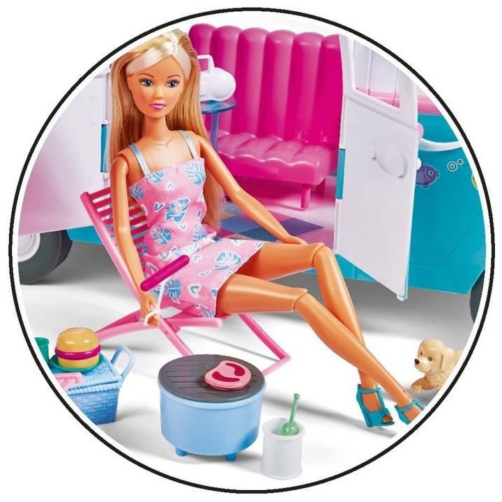 Poupée mannequin 29cm Steffi love et son camping car qui s'ouvre
