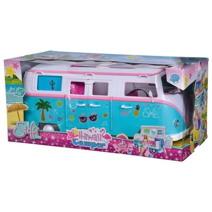 Poupée mannequin 29cm Steffi love et son camping car qui s'ouvre
