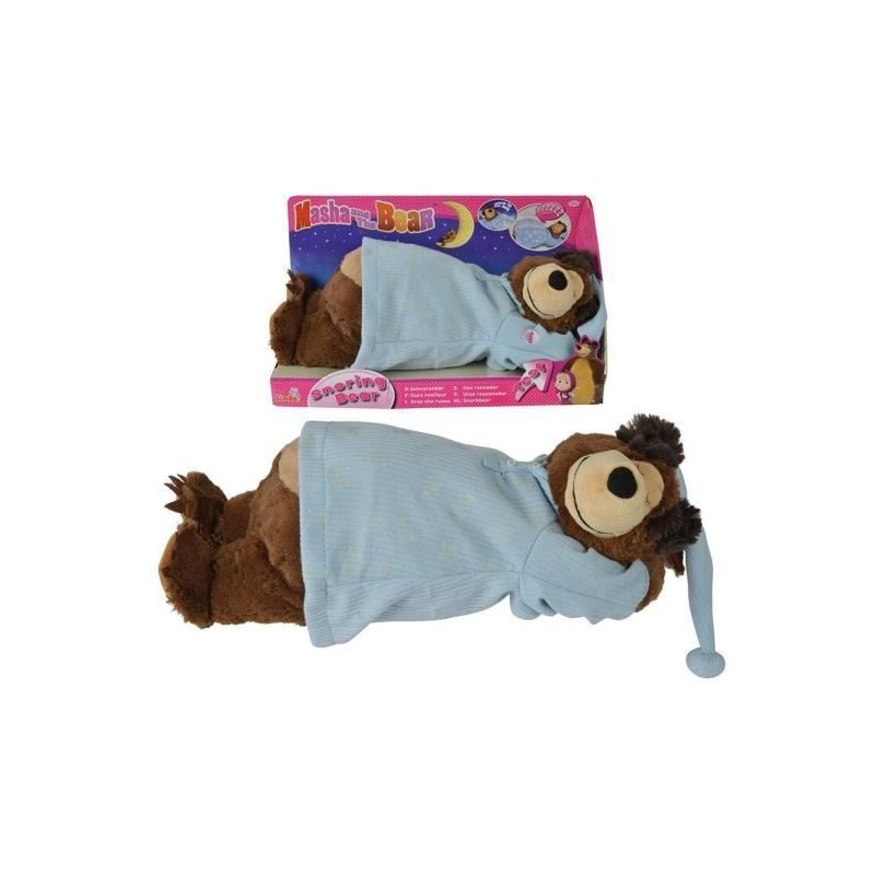 Masha & Michka - Peluche Michka Ronfleur 40 Cm - Pyjama Phosphorescent