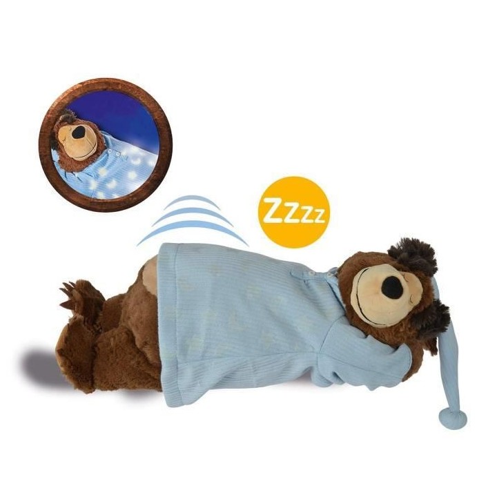 Masha & Michka - Peluche Michka Ronfleur 40 Cm - Pyjama Phosphorescent