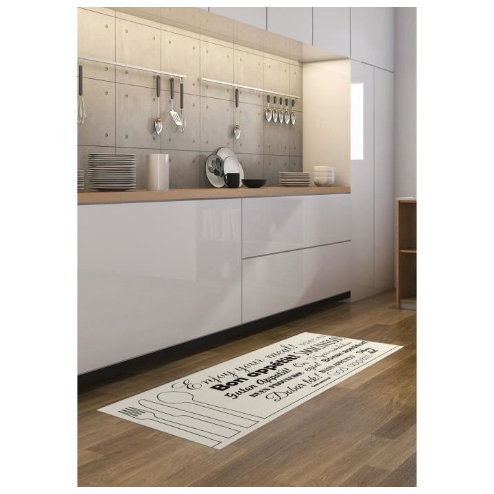 Tapis VIF 55482 - Beige et noir - 100 % vinyle 1,5 mm - 49,5x112 cm -