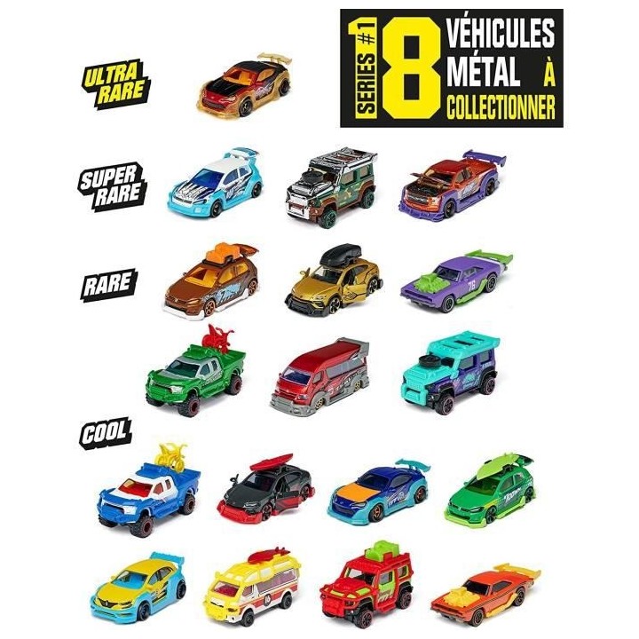 Majorette - Tune Up's - Set 4 Pieces - Voitures Miniatures en Métal -