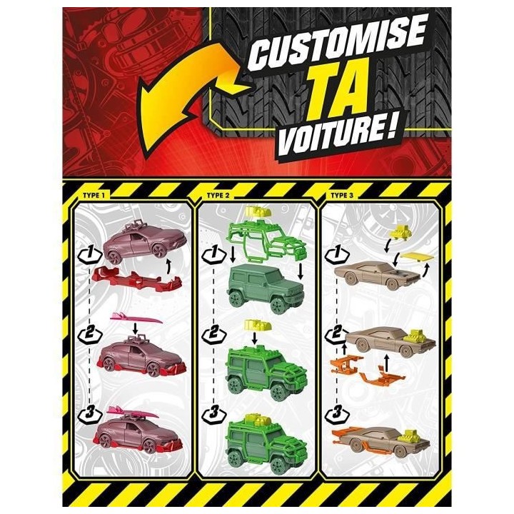 Majorette - Tune Up's - Set 4 Pieces - Voitures Miniatures en Métal -