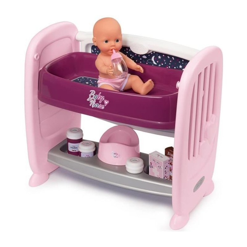 SMOBY Baby Nurse Cododo 2 en 1 - 14 Accessoires + Poupon Pipi