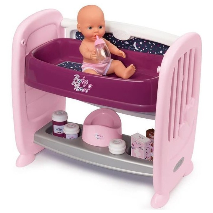 SMOBY Baby Nurse Cododo 2 en 1 - 14 Accessoires + Poupon Pipi
