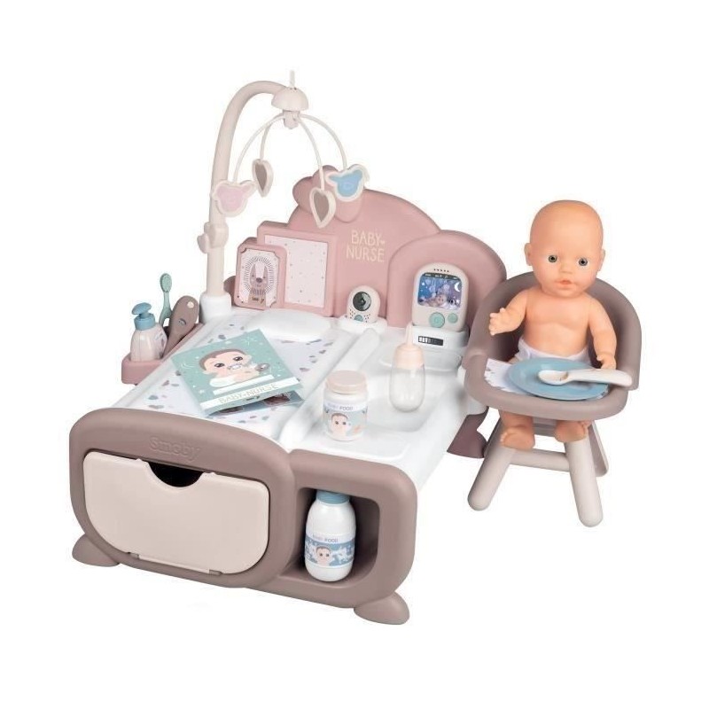 Smoby Baby Nurse chaise haute pour poupon jusqu'a 42cm (non inclus) - des 18 mois