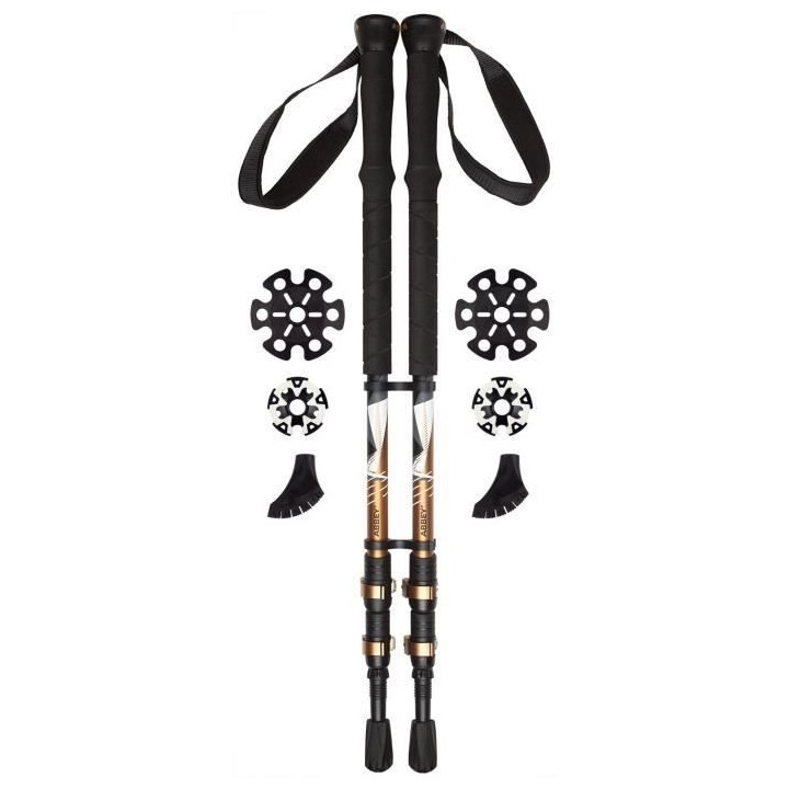 ABBEY Lot de 2 Bâtons de Randonnée Télescopique - Réglable de 63 a