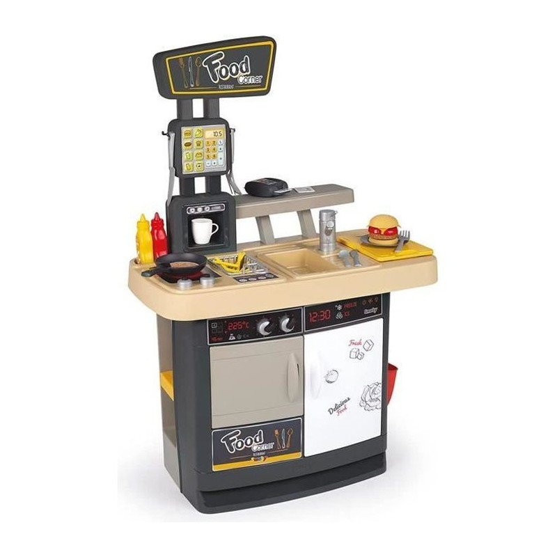 Smoby - Food Corner Restaurant - Cuisine Resto avec Lecteur CB - 29 Accessoires - Jouet d'Imitation pour Enfant