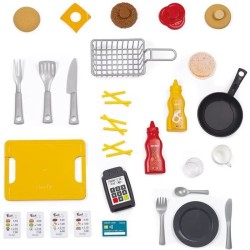 Smoby - Food Corner Restaurant - Cuisine Resto avec Lecteur CB - 29 Accessoires - Jouet d'Imitation pour Enfant