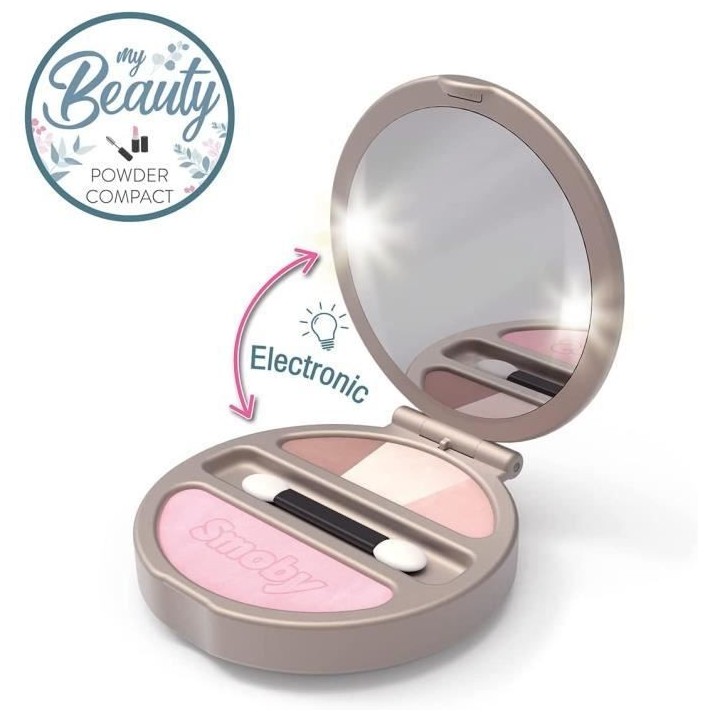 Smoby - My Beauty Powder Compact - Poudrier Factice Lumineux - Miroir
