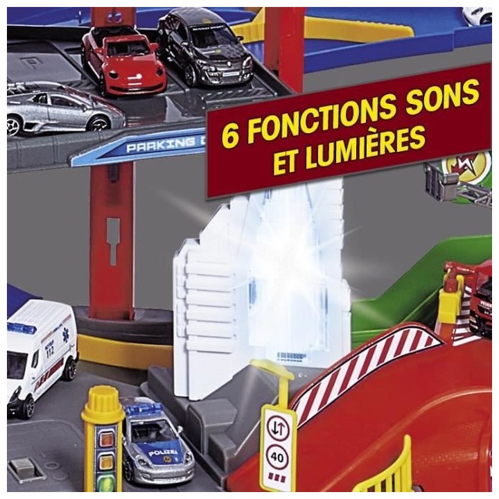 MAJORETTE - Super City Garage + 6 voitures + 1 train - 128 x 78cm