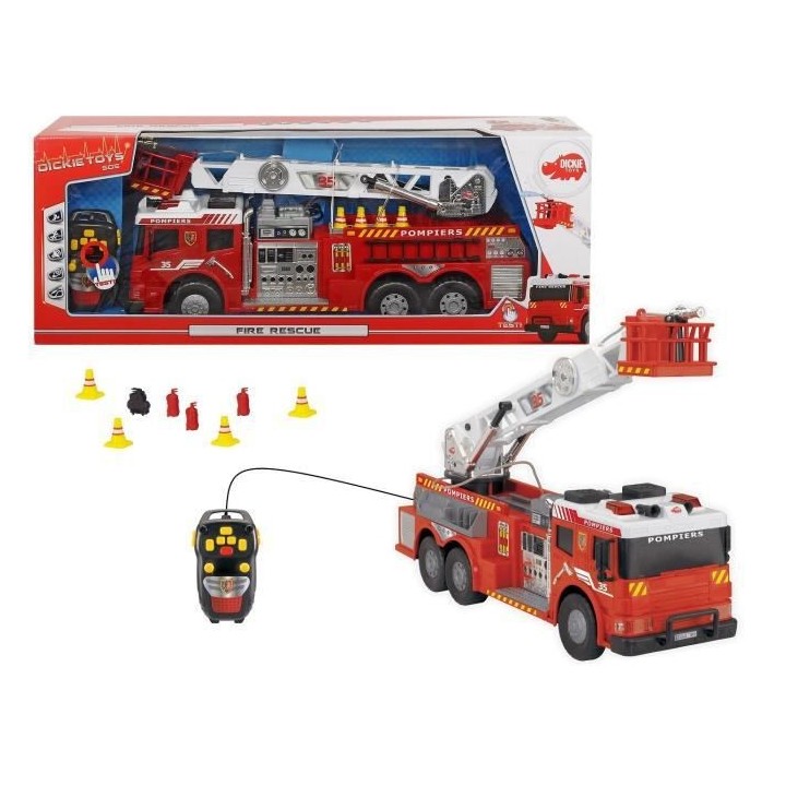 DICKIE - Camion pompiers filoguidé 62cm rouge