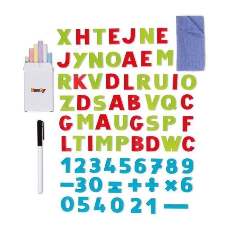 SMOBY Bureau Petit Ecolier - Ardoise Double Face -80 Accessoires - Mix