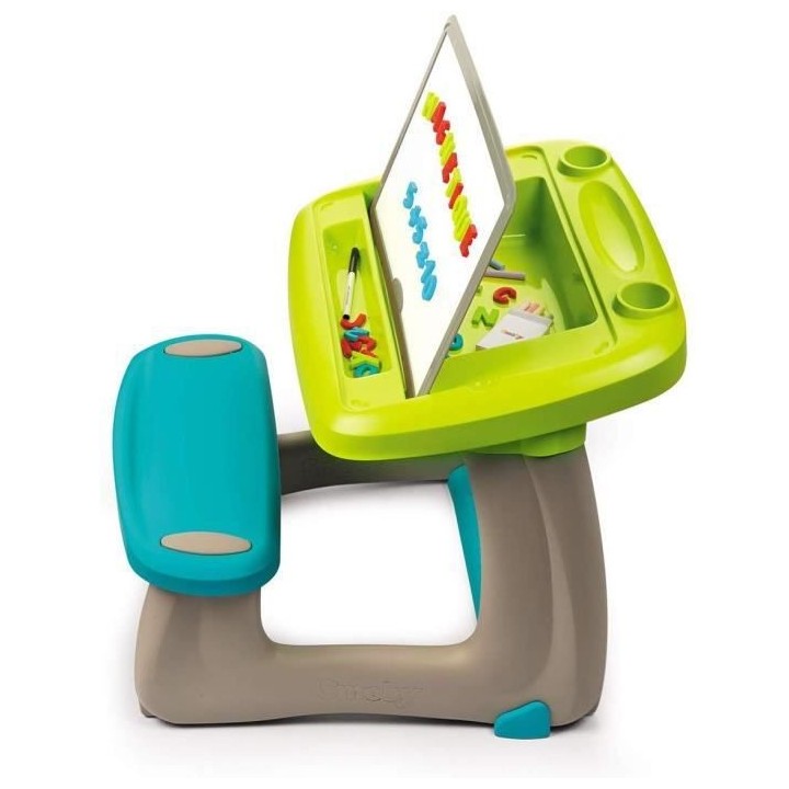 SMOBY Bureau Petit Ecolier - Ardoise Double Face -80 Accessoires - Mix