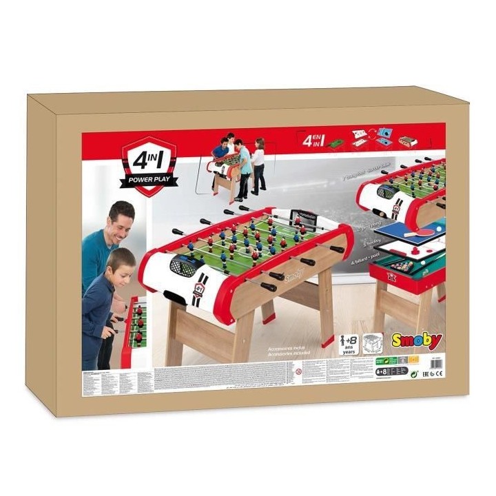SMOBY - Powerplay: Billard + Babyfoot + Palais + Ping Pong pour enfant