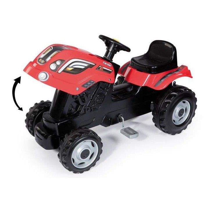 SMOBY Tracteur a pédales Farmer XL Rouge + Remorque