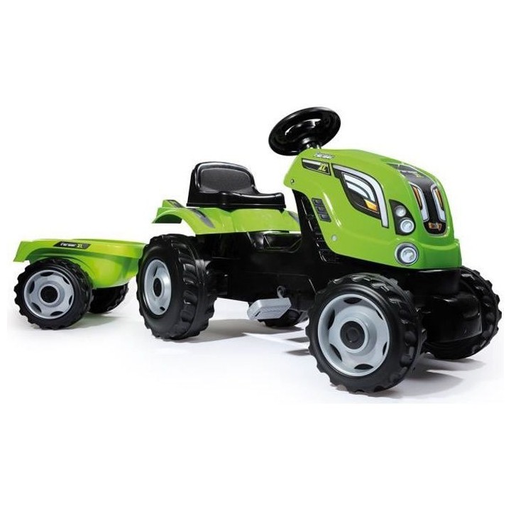 SMOBY Tracteur a pédales Farmer XL Vert + Remorque