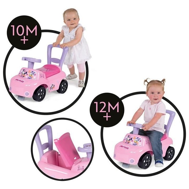 Smoby - Minnie - Porteur Auto - Fonction Trotteur - Volant Directionne