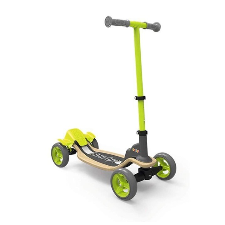 SMOBY Patinette Bois 4 Roues - Guidon Ajustable - Pliable