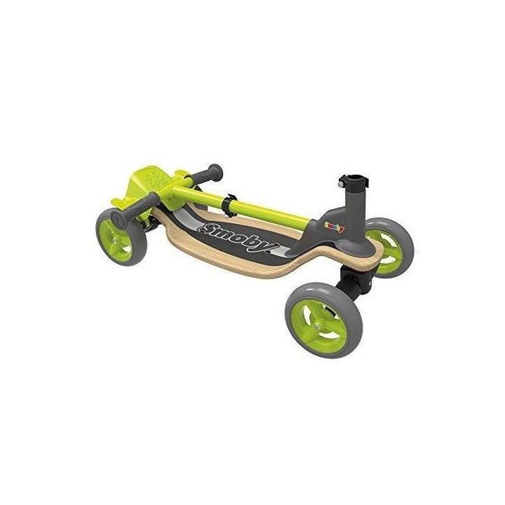 SMOBY Patinette Bois 4 Roues - Guidon Ajustable - Pliable