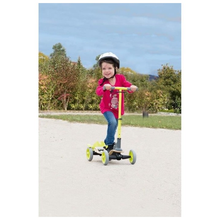 SMOBY Patinette Bois 4 Roues - Guidon Ajustable - Pliable