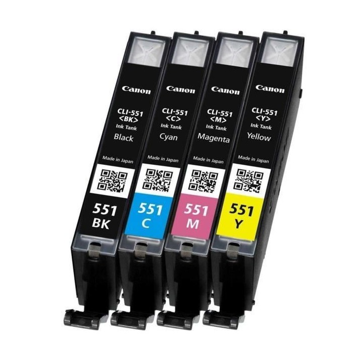 CANON Pack de 4 cartouche d'encre CLI-551 Noir/Cyan/Magenta/Jaune