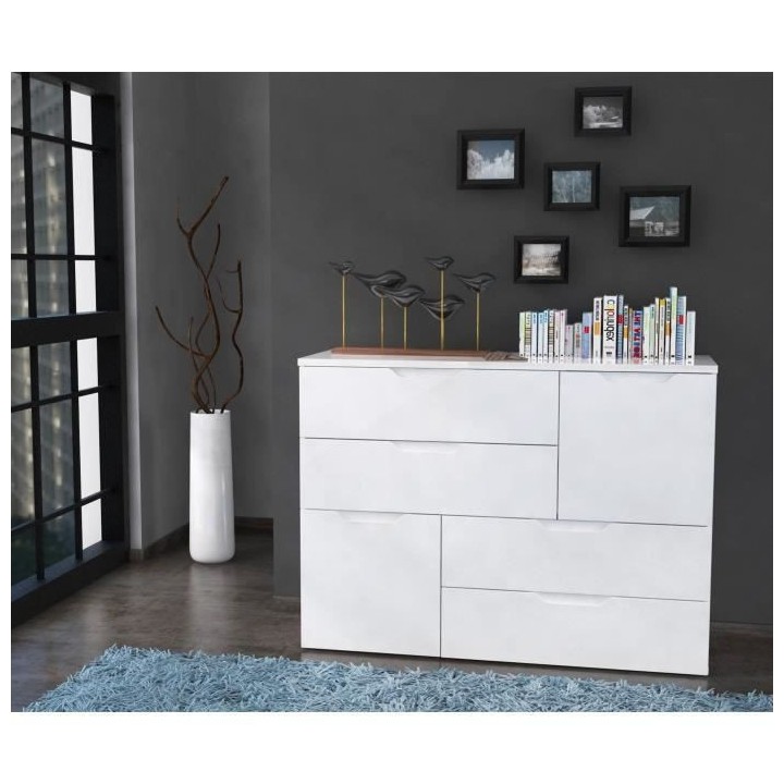 SIENNA Buffet style contemporain blanc brillant - L 115 cm
