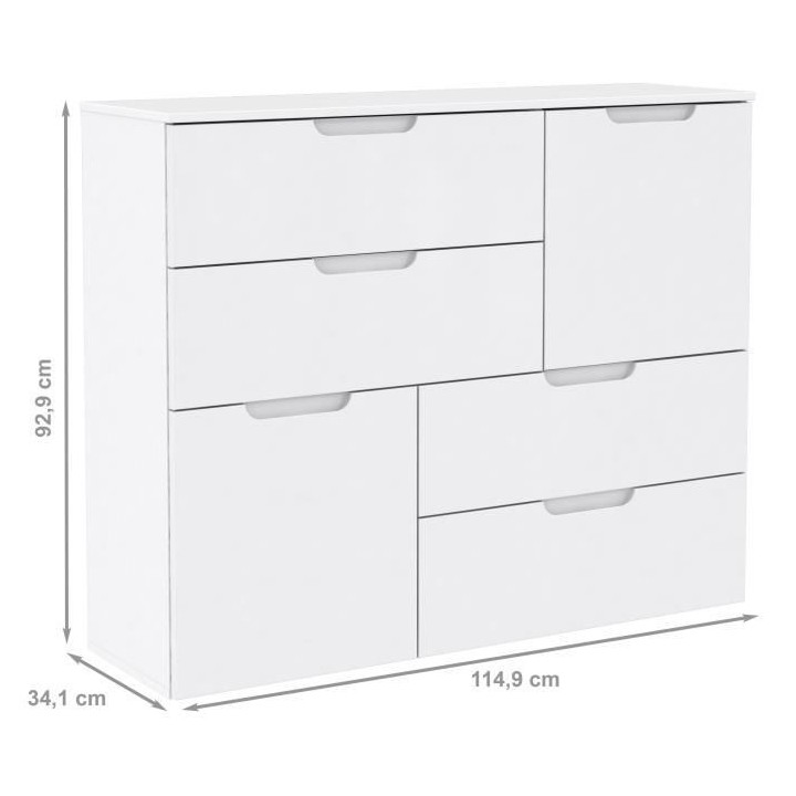 SIENNA Buffet style contemporain blanc brillant - L 115 cm