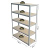 SODIAC Etagere-Rayonnage charge lourde 5 tablettes -175 Kg par plateau - 180 x 120 x 45 cm