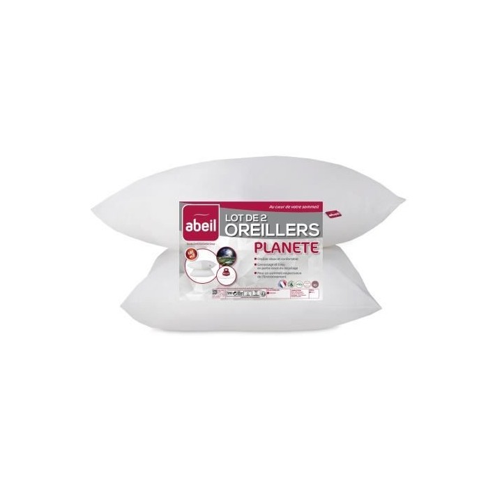 ABEIL Lot de 2 Oreillers Planete - 60 x 60 cm - Blanc