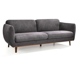 Hexagone - Canapé 3 places fixe - Tissu gris - L 218 x P 87 x H 81 cm