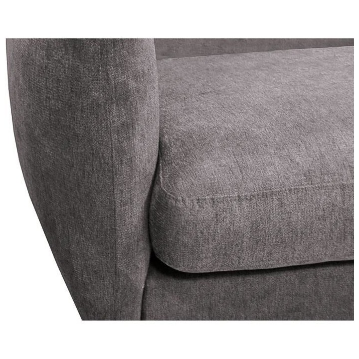 Hexagone - Canapé 3 places fixe - Tissu gris - L 218 x P 87 x H 81 cm