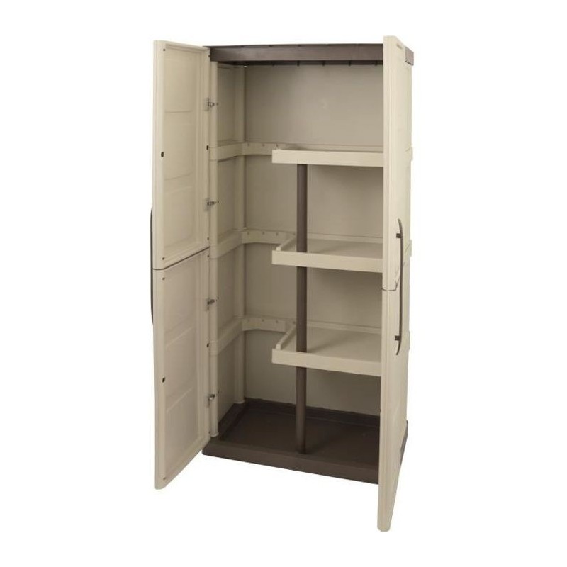 TOOD Armoire de rangement haute en résine 3 tablettes avec porte balai