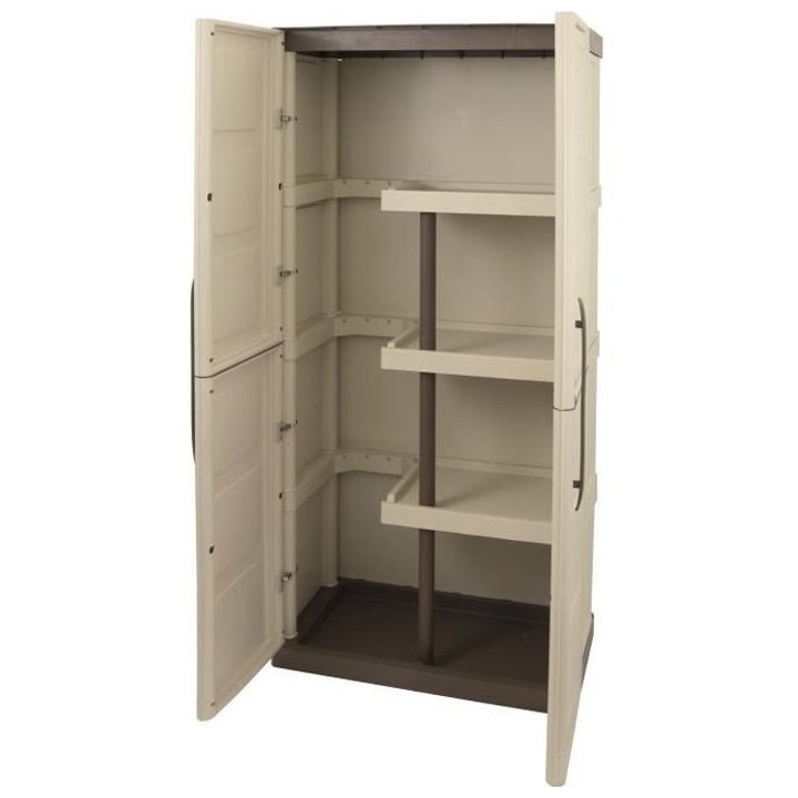 TOOD Armoire de rangement haute en résine 3 tablettes avec porte bala