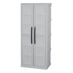 TOOD Armoire de rangement haute en résine 3 tablettes avec porte balai