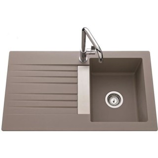 EWI Evier cuisine a encastrer 1 bac + 1 égouttoir Soledad - Résine -