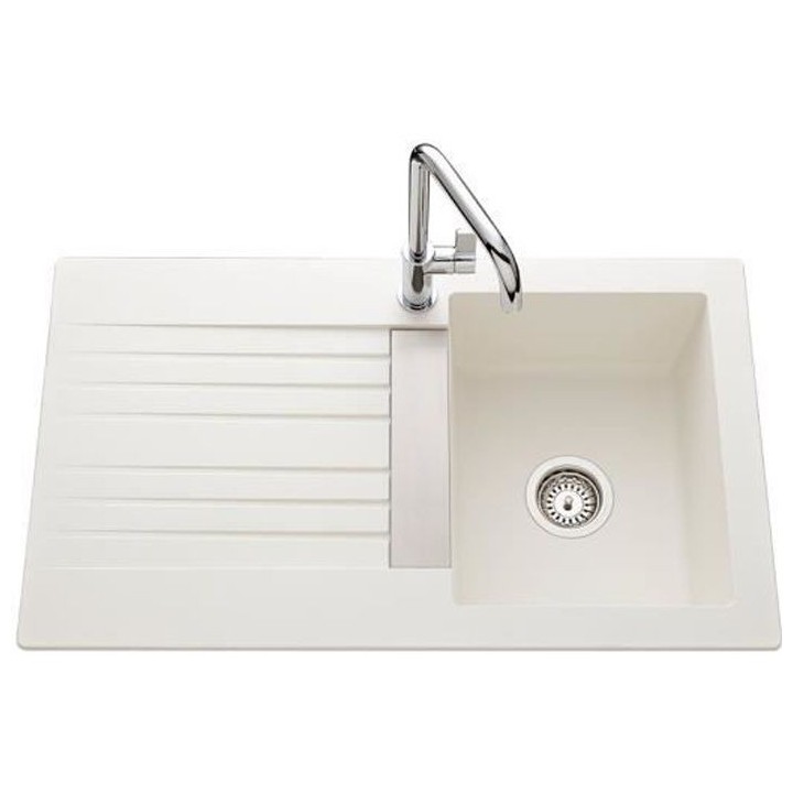 EWI Evier cuisine a encastrer 1 bac + 1 égouttoir Soledad - Résine -