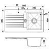 EWI Evier cuisine a encastrer 1 bac + 1 égouttoir Soledad - Résine - 86 x 50 cm - Blanc