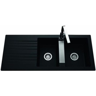 EWI Evier cuisine a encastrer 2 bacs + 1 égouttoir Soledad - Résine