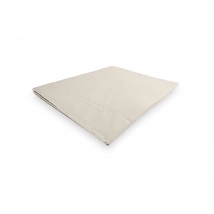 SOLEIL d'OCRE Drap plat Camille - Coton percale - 180 x 290 cm - Ecru
